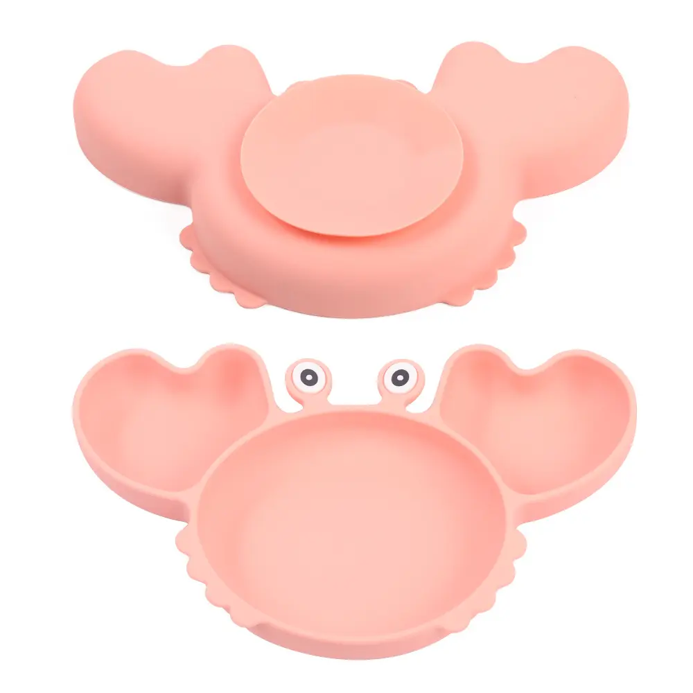 LOW MOQ Eco Friend Suction Bear Bowl Spoon Fork Round Bib Silicone Baby Feeding Set Silicone For Baby Silicone Tableware