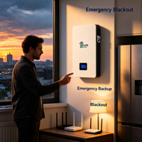 Batterie LiFePO4 51,2 V 200 Ah 10,24 kWh à 6000 cycles de vie, large compatibilité avec les onduleurs, batterie de secours solaire domestique