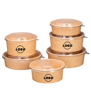 Bol à salade en papier kraft biodégradable, récipient alimentaire jetable pour la restauration à emporter, emballage écologique - Product Image 1