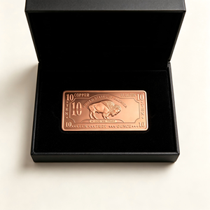 Lingote de Cobre Fino .999 de 10 Onzas, Placa Rectangular de Búfalo, Arte Coleccionable Troquelado, Barra de Cobre - Product Image 4