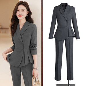 Women's Suit <b>Set</b> 2024 New Style Professional Attire <b>Office</b> Lady Three Quarter Sleeve Polyester Anti-Wrinkle Autumn Wear - Product Image 1