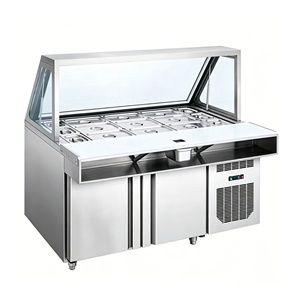 Frigorifero Commerciale in Acciaio Inossidabile per Insalate, Tavolo Refrigerato per Preparazione Insalate, Frigorifero da Banco per Pizza <span class=keywords><strong>e</strong></span> Sandwich, Espositore Refrigerato per Preparazione - Product Image 1