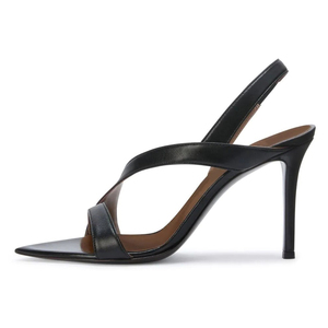 Sandalias de tacón de aguja metálicas con tiras cruzadas y punta en pico para mujer, venta al por mayor, OEM, personalizadas - Product Image 6