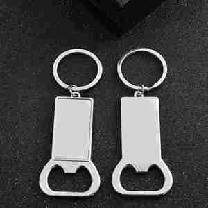 AGH Eco-Friendly White Stainless Steel Sublimation Metal Blank Manual <b>Bottle</b> Opener Keychain with Customized Photos & Shapes - Product Image 4