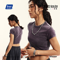 Printemps été nouvelle mode femmes col rond ajusté épaule régulière haut court T-Shirt OEM personnalisé
