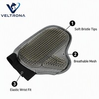 Gant de toilettage avec poils jaunes, paume en caoutchouc, maille respirante et poignet élastique pour le toilettage, le massage et le lavage des chiens et des chats
