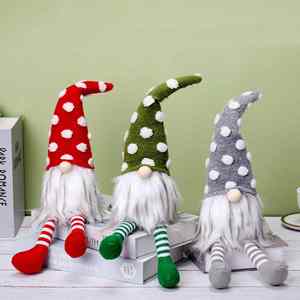 Novedad transfronteriza: Muñeco Rudolph nórdico sin rostro de tela, decoración navideña, artesanía, figura de patas largas con lunares, juguetes europeos y americanos. - Product Image 1