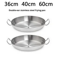 Yolecen 18 24 30 60cm poêle à frire moderne en acier inoxydable cuisinière à Induction à fond plat non revêtue pour crêpes et steaks