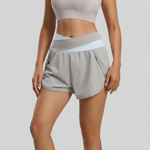 Shorts Deportivos de Cintura Alta para Mujer, 2 Capas, Spandex/Nylon, Transpirables, de Secado Rápido, con Bolsillo Lateral, Forro Interior Anti-rozaduras, para Yoga y Jogging - Product Image 2