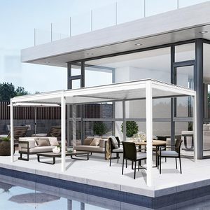 Pergola modulaire Anyhoo 12x12 en aluminium à persiennes pour terrasse <span class=keywords><strong>de</strong></span> piscine, résistante aux intempéries, avec revêtement poudré, éco-responsable, pavillon <span class=keywords><strong>de</strong></span> piscine - Product Image 4