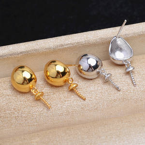 ต่างหูเงินแท้ S925 รูปทรงลูกบาศก์ ประดับพู่ยาว สำหรับผู้หญิง อุปกรณ์ทำเครื่องประดับมุก DIY 923 ชิ้นส่วนกึ่งสำเร็จรูป - Product Image 1