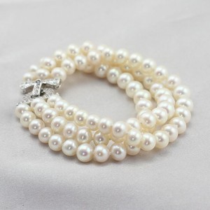 Pulsera de Perlas de Agua Dulce de Alta Calidad de 6-7 mm, Redonda, de 3 Hileras, Anillos de Joyería Hechos a Mano con Múltiples Capas de Perlas - Product Image 4