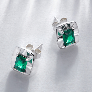 <span class=keywords><strong>Bamoer</strong></span> fábrica 925 plata esterlina brillante cuadrado Stud pendientes verde circón pendientes Unisex joyería fina para mujeres BSE803 - Product Image 4