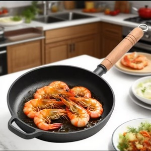 Cast Iron Frying Pan Round 24 Cm Durable For Home Cooking Meat And Egg Pancake Pizza Use Induction Compatible - Product Image 2