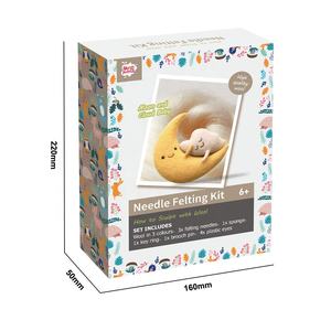 Kit de démarrage DIY OEM pour jouets en laine, kit de feutrage à l'aiguille Lune et Nuage avec outils de feutrage en laine pour artisanat DIY et décoration intérieure - Product Image 2