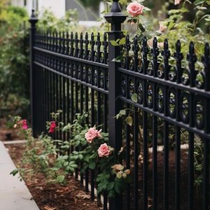 Valla <span class=keywords><strong>de</strong></span> hierro forjado ornamental con rollos forjados a mano y acabado recubierto <span class=keywords><strong>de</strong></span> polvo <span class=keywords><strong>para</strong></span> una belleza <span class=keywords><strong>de</strong></span> jardín duradera - Product Image 1