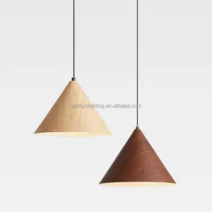 Room Hanging Lights Wood Pendant Light Chandelier Triangle Walnut Wood Hanging Pendant Lamp For Tea House