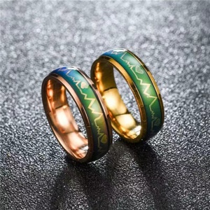 Anillo de Acero Inoxidable con Electrocardiograma, Anillo que Cambia de Color Según la Temperatura y el Estado de Ánimo, Joyería Increíble - Product Image 6