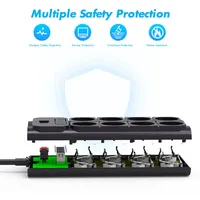 Prise européenne de bonne qualité 16A 8 prises, interrupteur intelligent, 4 ports USB, entièrement homologué CE ROHS, garantie de 2 ans