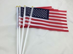 Drapeau américain 10*15cm à manivelle, personnalisé en polyester, pour agiter à la main, avec techniques d'impression numérique - Product Image 2