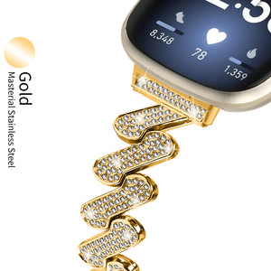 <span class=keywords><strong>Bracelet</strong></span> de chaîne en diamant de luxe de haute qualité à la mode <span class=keywords><strong>Fitbit</strong></span> Versa 3 4 <span class=keywords><strong>Sense</strong></span> <span class=keywords><strong>Sense</strong></span> 2 remplacement du <span class=keywords><strong>bracelet</strong></span> de montre intelligente - Product Image 6