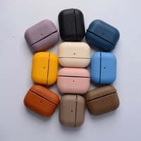 Étui pour écouteurs Pro en cuir véritable à motif croisé avec porte-cartes magnétique intégré, design de luxe, antichoc