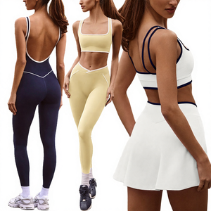 ชุดออกกำลังกาย 7 ชิ้น YIYI สำหรับผู้หญิง พร้อมเสื้อชั้นในกีฬาเสริมฟองน้ำและกางเกงเลกกิ้ง ผ้าสแปนเด็กซ์/ไนลอน แห้งเร็ว เหมาะสำหรับโยคะและฟิตเนส - Product Image 4