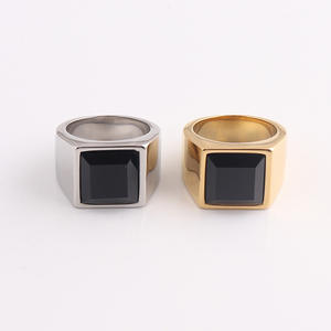 Dark Luxury-anillo de acero inoxidable chapado en oro y piedra natural para <span class=keywords><strong>hombre</strong></span> y mujer, nuevo diseño, <span class=keywords><strong>2022</strong></span> - Product Image 3
