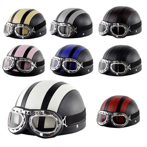 Cuero de la PU de los <span class=keywords><strong>cascos</strong></span> 3/4 motocicleta helicóptero casco de bicicleta de la cara abierta del vintage de la motocicleta - Product Image 2