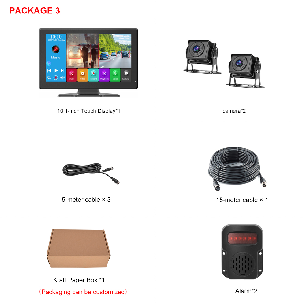 Moniteur 10,1 pouces *1 + 2 caméras *2 + alarme *2