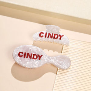 맞춤 이름 헤어 액세서리 세트 맞춤 이니셜 헤어 빗 클로 클립 세트 선물 - Product Image 5