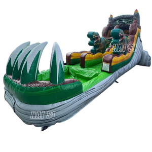 Toboggan aquatique gonflable Dino Dive de 18 pieds, toboggan à une voie, ballons rebondissants, toboggan de piscine pour jardin, fournitures pour fêtes d'enfants - Product Image 2