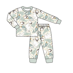 2024 nueva ropa de invierno para niños algodón lindo pingüino Oso <span class=keywords><strong>Polar</strong></span> estampado conjunto de manga larga pijamas cómodos para bebés - Product Image 1