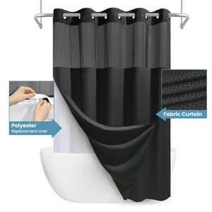<span class=keywords><strong>Rideau</strong></span> <span class=keywords><strong>de</strong></span> <span class=keywords><strong>douche</strong></span> personnalisé en tissu polyester gaufré, lavable en machine, <span class=keywords><strong>sans</strong></span> crochets, avec doublure amovible et fenêtre transparente pour salle <span class=keywords><strong>de</strong></span> bain - Product Image 6
