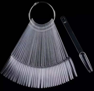 Expositor de Esmaltes de Uñas con Descuento, 50 Puntas en Forma de Abanico, Material ABS Sólido con Soporte de Anillo Metálico para Práctica - Product Image 1