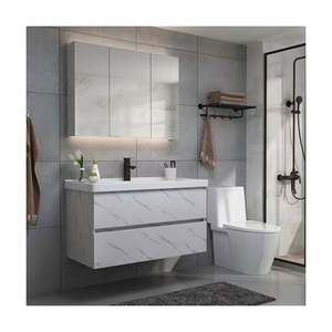 Conjunto de Lavabo Moderno Personalizado YALIG con Mueble Flotante de Pared de MDF, Lavabo y Organizador de Maquillaje - Product Image 1