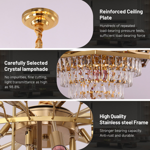 Lustre en cristal LED <span class=keywords><strong>de</strong></span> luxe léger à installation facile avec <span class=keywords><strong>plaque</strong></span> <span class=keywords><strong>de</strong></span> plafond renforcée <span class=keywords><strong>pour</strong></span> salle <span class=keywords><strong>de</strong></span> mariage, salon et couloir - Product Image 4
