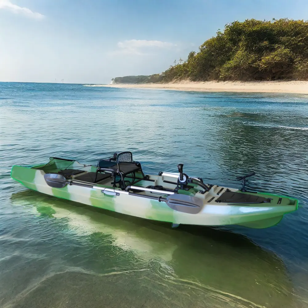 Vicking 2024 kayak à pédales motorisé de pêche de 12,5 pieds nouvellement développé/canoë bateau à rames lldpe avec moteur de pêche à la traîne électrique à vendre