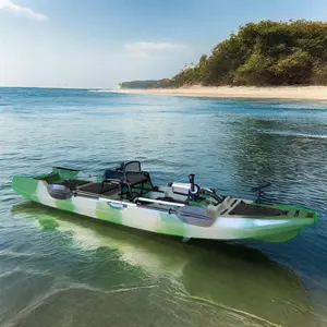 Vicking pedal pancing bermotor 2024 baru dikembangkan 12,5 kaki kayak/kano perahu dayung lldpe dengan mesin pancing listrik untuk dijual