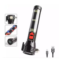 Lampe de poche multifonctionnelle pour auto-sauvetage de voiture avec ampoule LED Chargement USB Lumière puissante Corps ABS pour le camping et le sauvetage en cas d'incendie