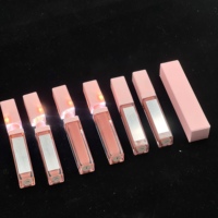Gloss à lèvres vegan de haute qualité sans logo, marque privée, huile à lèvres, lumière LED, fini mat et scintillant avec miroir