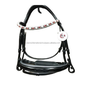Brida ecuestre de cuero puro de la mejor calidad, con banda de cristal Multicolor para la frente, accesorios ecuestres al por mayor - Product Image 1