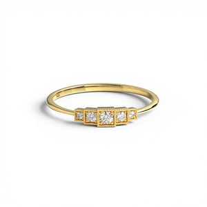 Elegant 18K 14K Gold Plated Graduated Round Brilliant Cut Lab Grown Diamond <b>Ring</b> <b>Dainty</b> Wedding <b>Ring</b> Bridal Anniversary <b>Ring</b> - Product Image 1