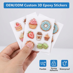Pegatinas 3D Personalizadas con Efecto Domo de Epoxi, Adhesivos de Cristal Impermeables con Diseño de Gato de Dibujos Animados <span class=keywords><strong>para</strong></span> Decoración de Laptops y Teléfonos, Venta al Por Mayor de Fábrica - Product Image 1