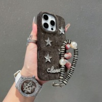 La nouvelle coque de téléphone rétro en velours étoile pour 17 Pro Max & 16 Pro, antichoc, avec poignée pour téléphone pour 15/14/13