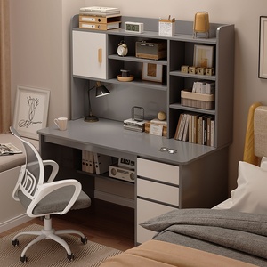 <strong>Foldable</strong> Computer <strong>Desk</strong> with Bookshelf Simple Home or Rental Writing <strong>Desk</strong> for Student for Bedroom or <strong>Small</strong> Spaces - Product Image 5