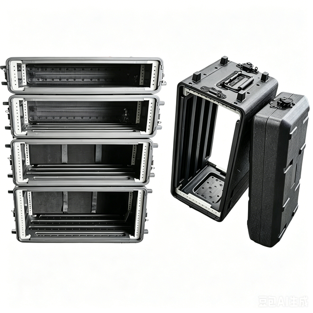 19 Inch 2U-6U Rack Mount Flight Case, HDPE Waterproof Shockproof Stage Equipment Case for Mic Receiver & Amplifier