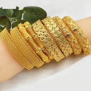 Bracelets de mariage plaqués or 24 ct pour femmes bracelets de mariage indiens/éthiopiens/mariés/africains