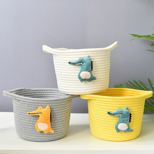 Cotton Rope Storage <b>Baskets</b> Round Handmade Toy Organizer Desktop Storage Bucket <b>Woven</b> <b>Basket</b> 100 Cotton - Product Image 1
