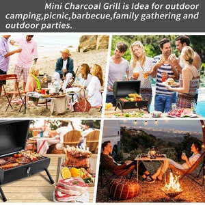 Parrilla de barbacoa de carbón de hierro portátil, mesa pequeña, ahumador de barbacoa al aire libre para patio trasero, Camping, Picnics, aventuras en la playa - Product Image 6